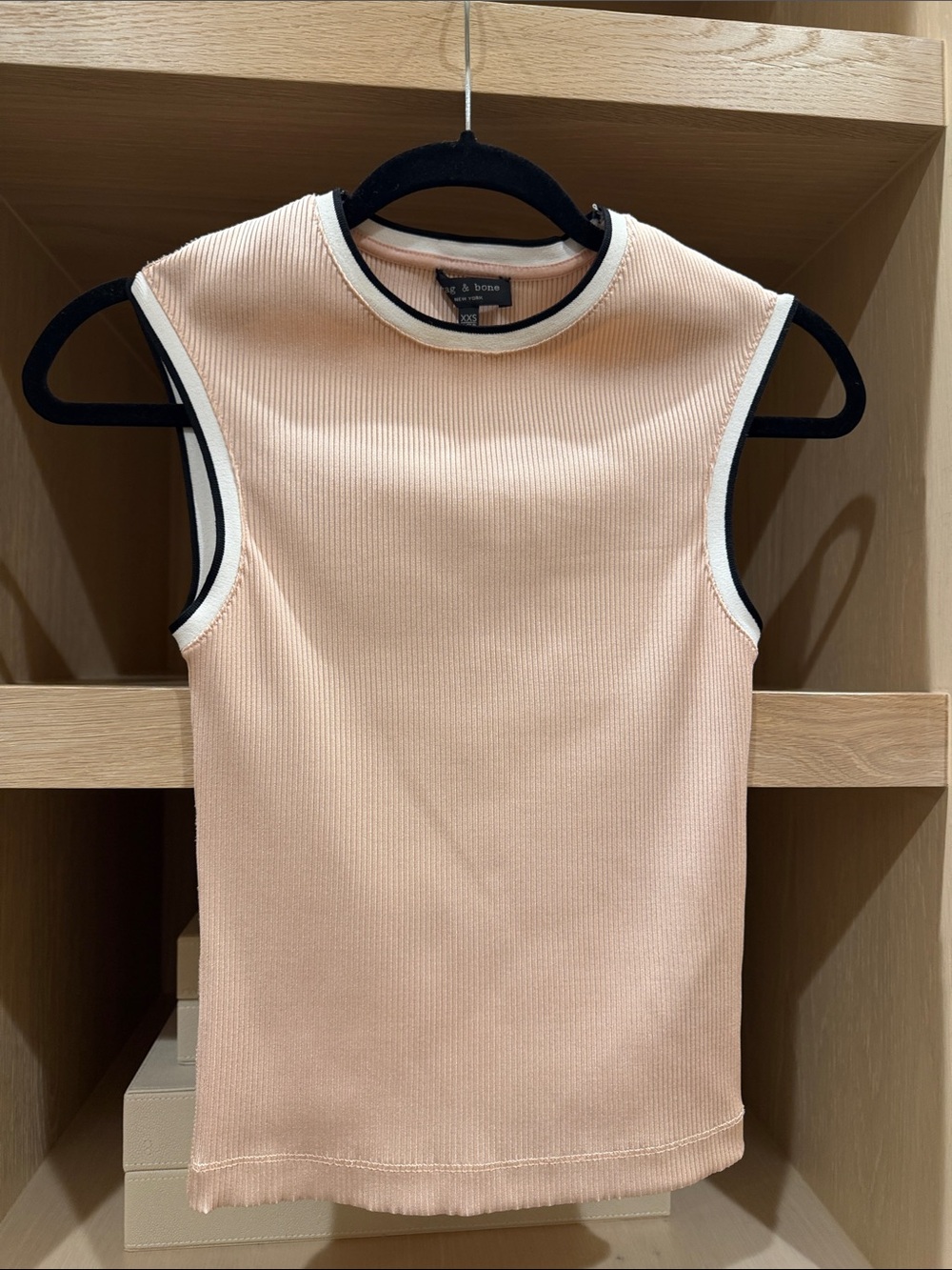 rag & bone Peach Ribbed Tank with Contrast Trim